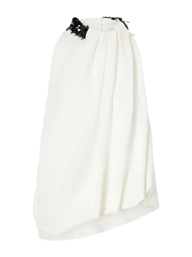 Brandon Maxwell The Haze Sequin-embellished Asymmetric Gathered Crepe Top