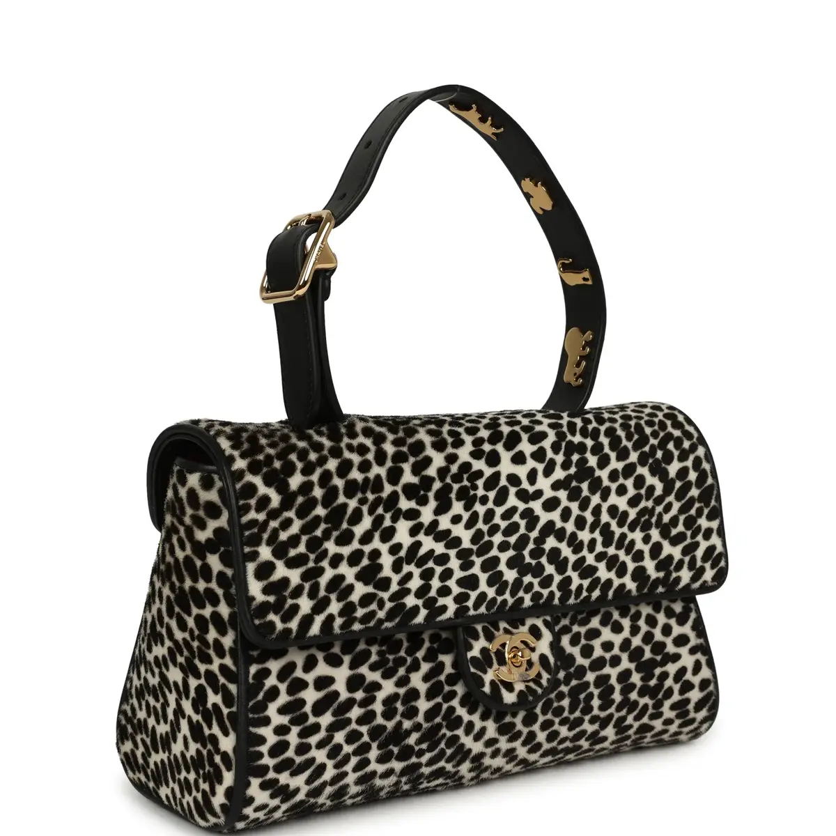 Chanel Chanel "Dalmatian Print" Top Handle Flap Bag Black, White Pony Hair, Black Calfskin Gold Hardware | Thumbnail 2 Chanel Chanel "Dalmatian Print" Top Handle Flap Bag Black, White Pony Hair, Black Calfskin Gold Hardware | Thumbnail 2
