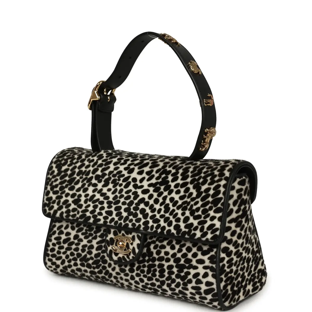 Chanel Chanel "Dalmatian Print" Top Handle Flap Bag Black, White Pony Hair, Black Calfskin Gold Hardware | Thumbnail 5 Chanel Chanel "Dalmatian Print" Top Handle Flap Bag Black, White Pony Hair, Black Calfskin Gold Hardware | Thumbnail 5
