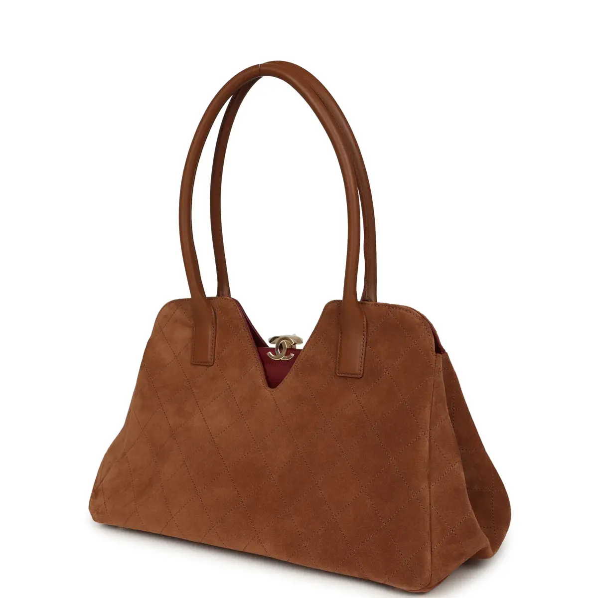 Chanel Chanel Large Bowling Bag Camel Suede Gold Hardware | Thumbnail 5 Chanel Chanel Large Bowling Bag Camel Suede Gold Hardware | Thumbnail 5