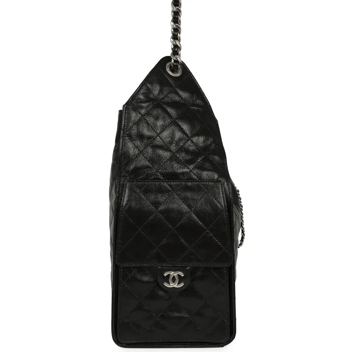 Chanel Chanel Medium 25 Hobo Bag Black Shiny Crumpled Calfskin Mixed Silver Hardware | Thumbnail 3 Chanel Chanel Medium 25 Hobo Bag Black Shiny Crumpled Calfskin Mixed Silver Hardware | Thumbnail 3