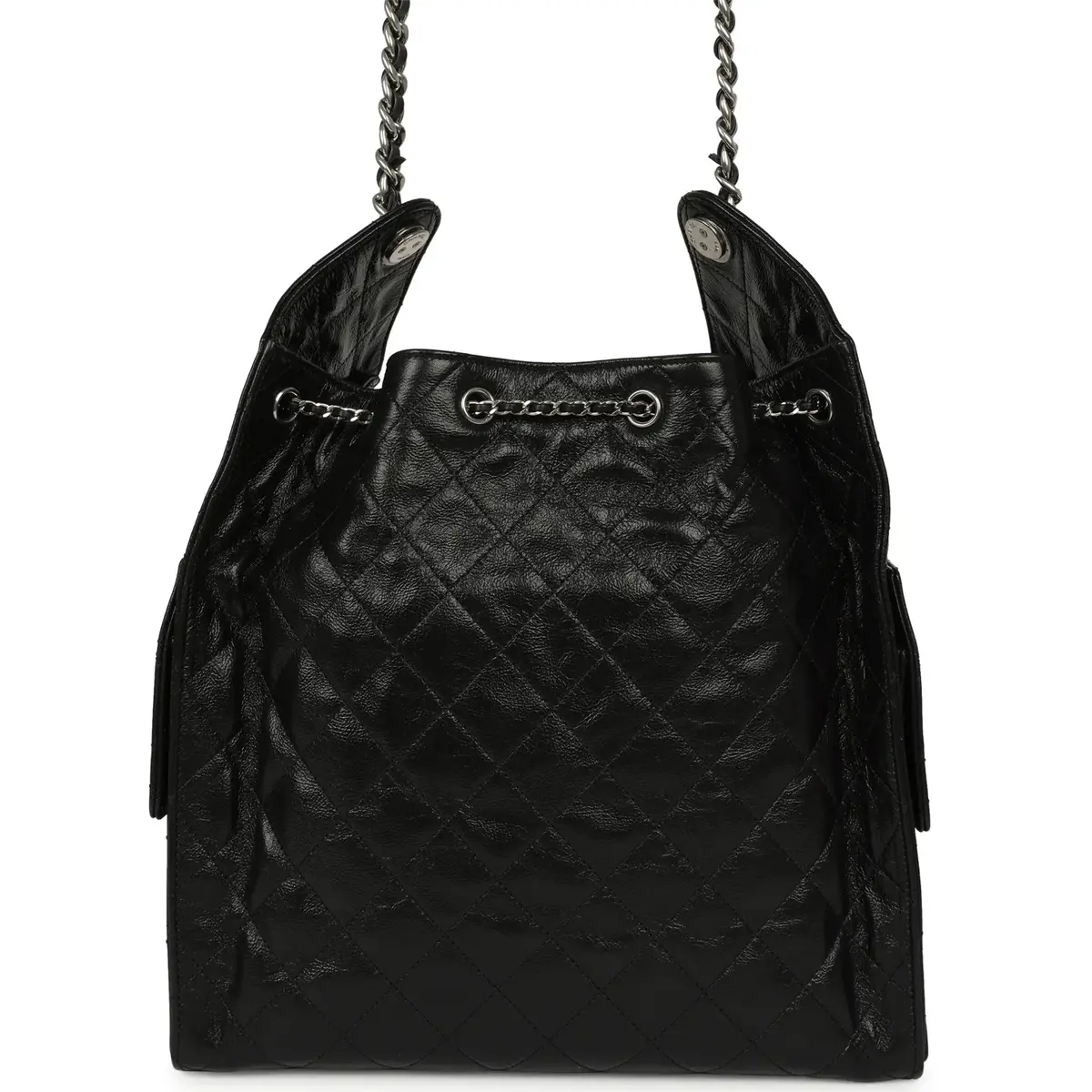Chanel Chanel Medium 25 Hobo Bag Black Shiny Crumpled Calfskin Mixed Silver Hardware | Thumbnail 4 Chanel Chanel Medium 25 Hobo Bag Black Shiny Crumpled Calfskin Mixed Silver Hardware | Thumbnail 4