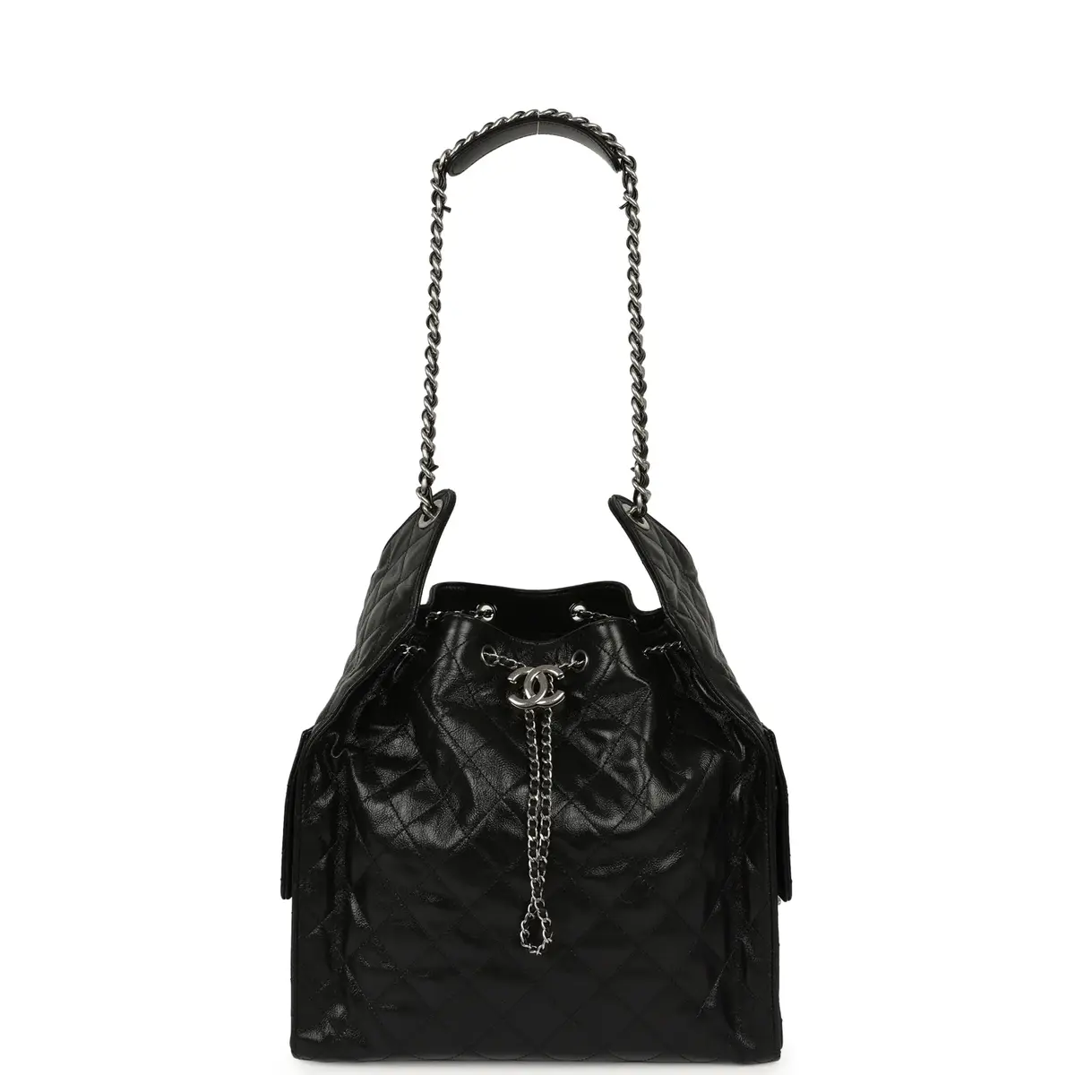 Chanel Chanel Medium 25 Hobo Bag Black Shiny Crumpled Calfskin Mixed Silver Hardware | Thumbnail 6 Chanel Chanel Medium 25 Hobo Bag Black Shiny Crumpled Calfskin Mixed Silver Hardware | Thumbnail 6
