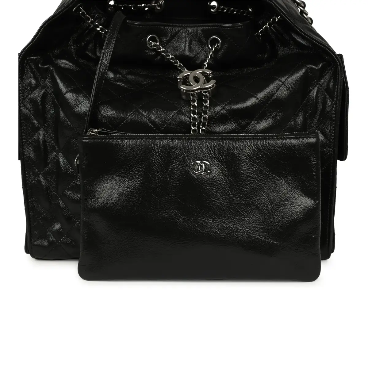 Chanel Chanel Medium 25 Hobo Bag Black Shiny Crumpled Calfskin Mixed Silver Hardware | Thumbnail 8 Chanel Chanel Medium 25 Hobo Bag Black Shiny Crumpled Calfskin Mixed Silver Hardware | Thumbnail 8