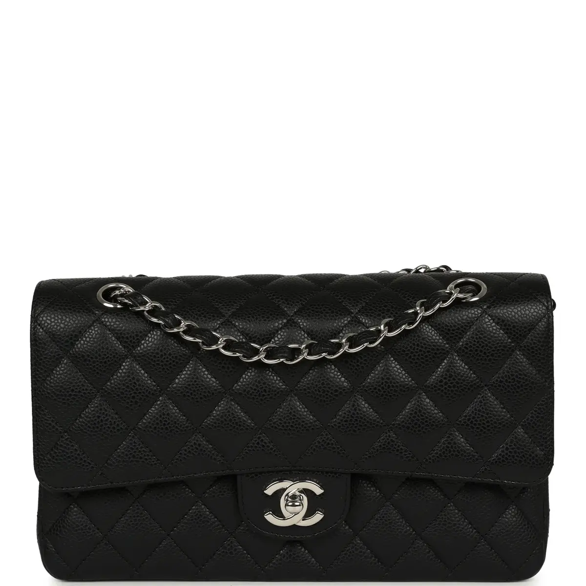 Chanel Medium Classic Double Flap Black Caviar Silver Hardware Chanel Medium Classic Double Flap Black Caviar Silver Hardware