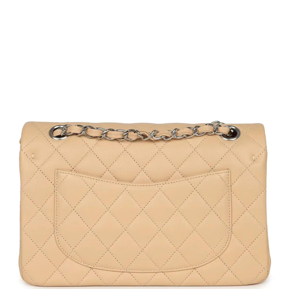 Chanel Chanel Small Classic Double Flap Beige Lambskin Silver Hardware | Thumbnail 4 Chanel Chanel Small Classic Double Flap Beige Lambskin Silver Hardware | Thumbnail 4