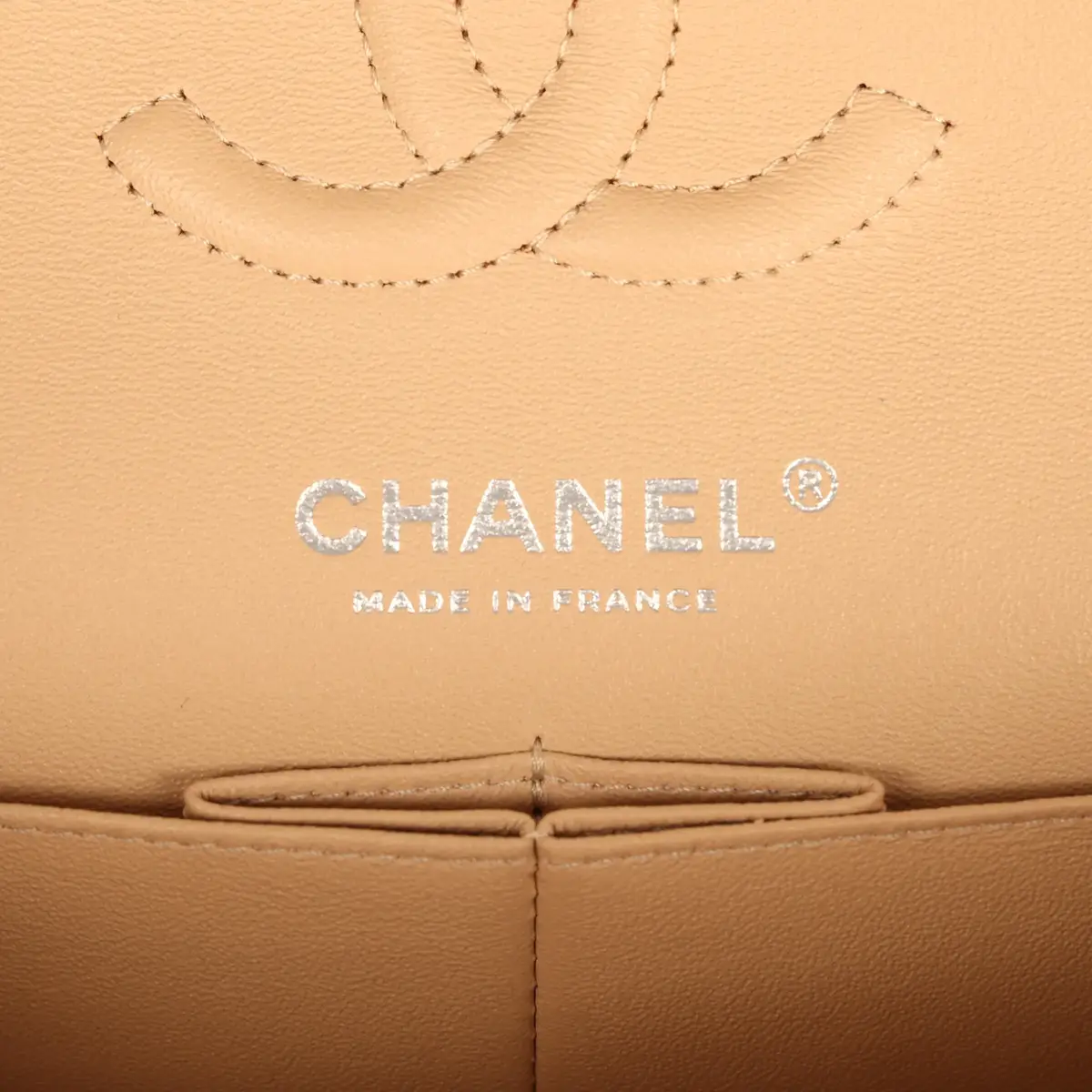 Chanel Chanel Small Classic Double Flap Beige Lambskin Silver Hardware | Thumbnail 9 Chanel Chanel Small Classic Double Flap Beige Lambskin Silver Hardware | Thumbnail 9