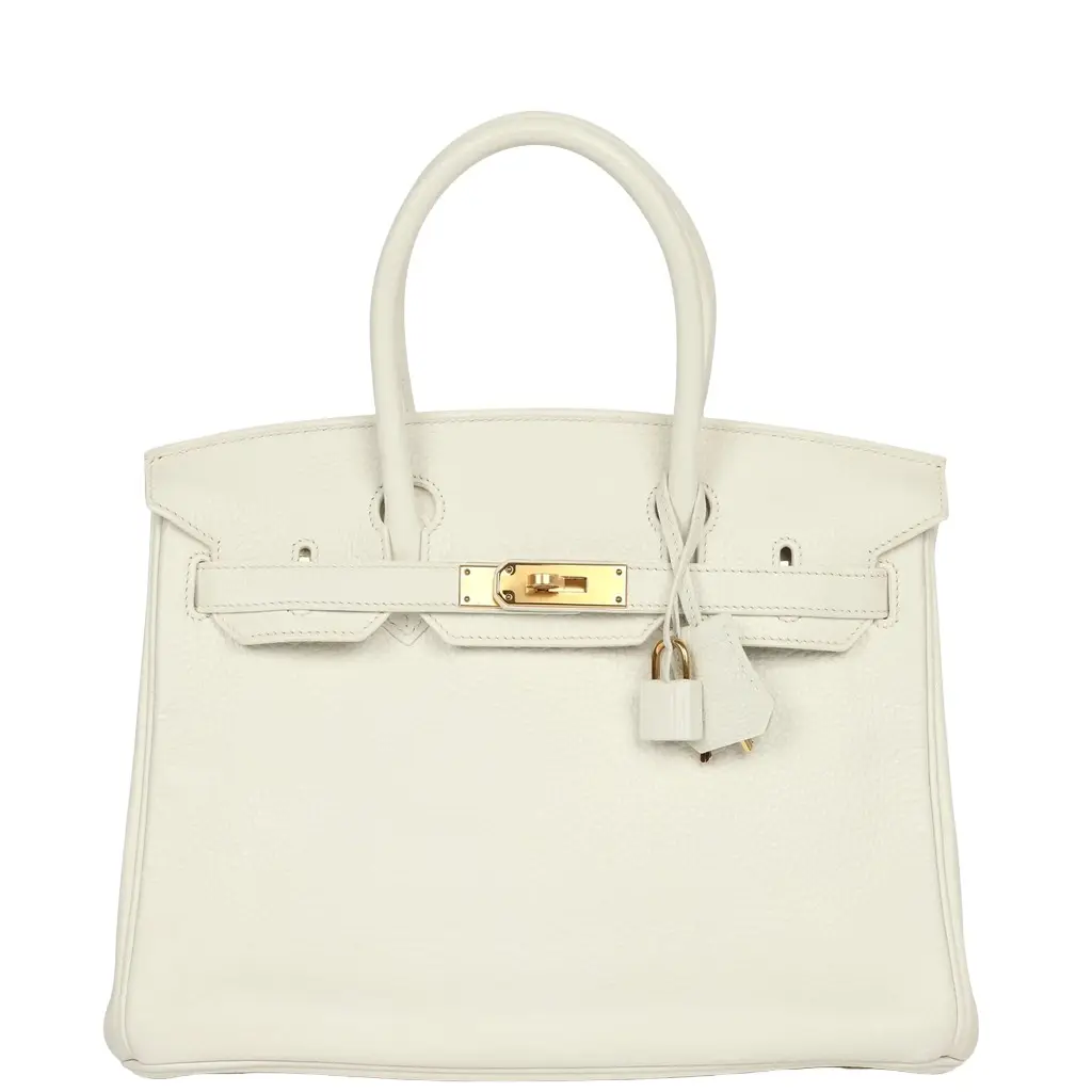 HERMÈS Hermès Birkin 30 White Clemence Gold Hardware