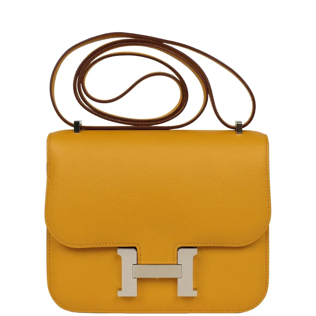 HERMÈS Hermes Constance 18 Jaune Ambre Verso Epsom Palladium Hardware