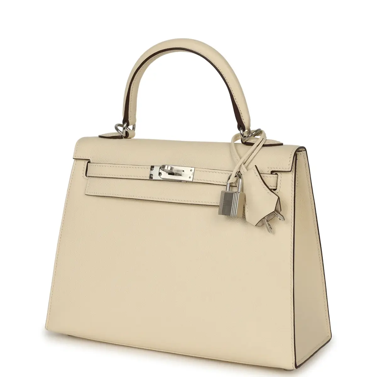 HERMÈS Hermes Kelly Sellier 25 Nata Epsom Palladium Hardware | Thumbnail 5
