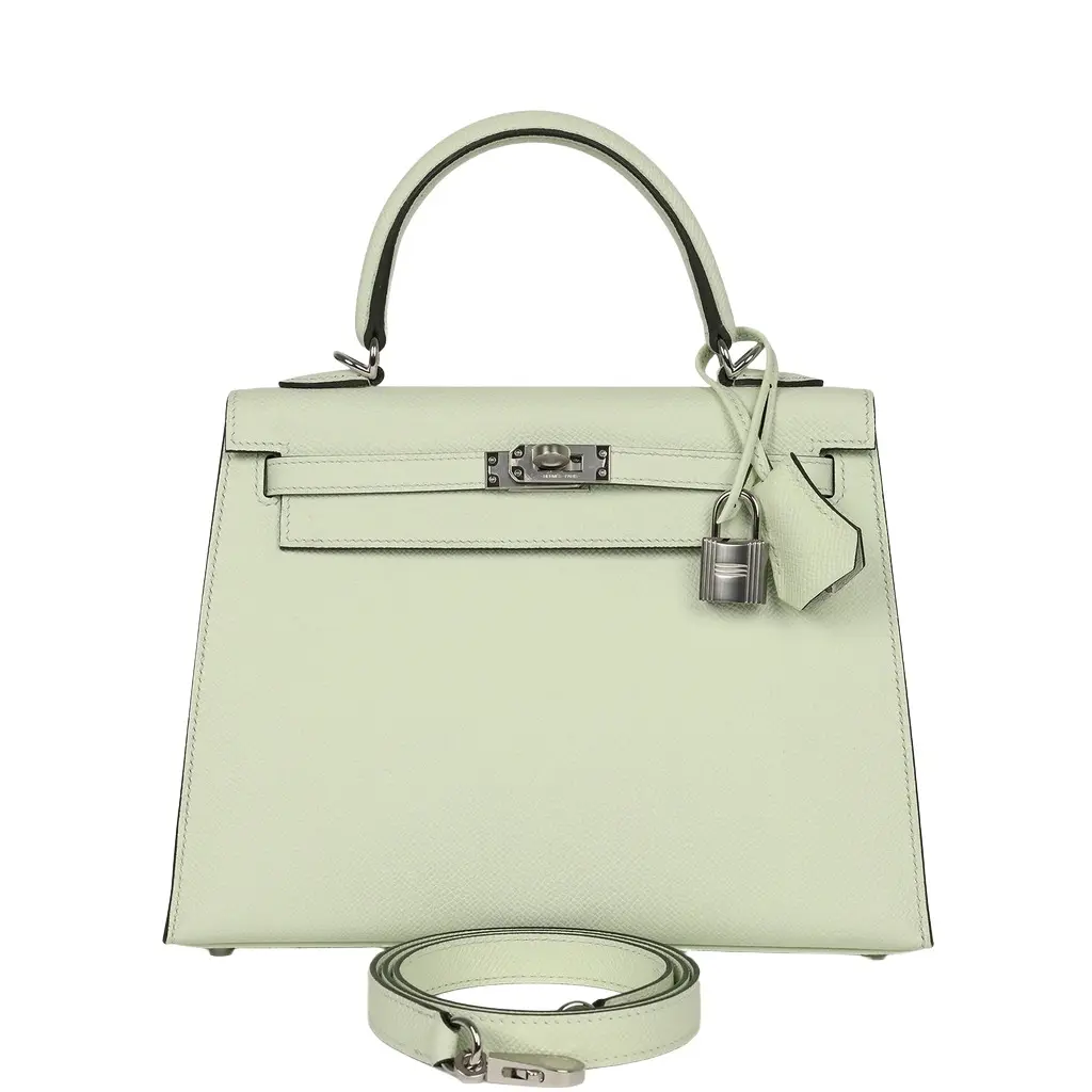 HERMÈS Hermes Kelly Sellier 25 Vert Fizz Epsom Palladium Hardware