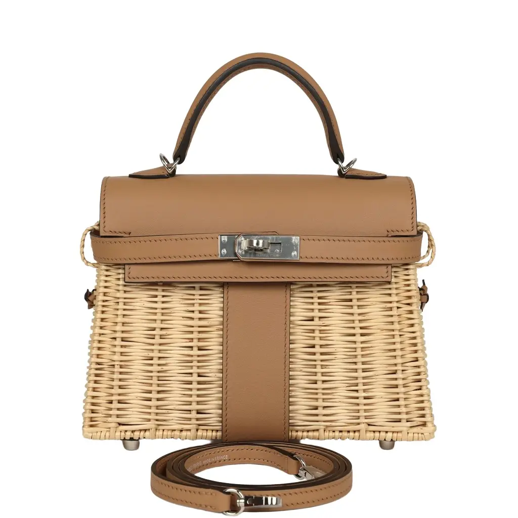 HERMÈS Hermes Mini Picnic Kelly 20 Chai Swift Palladium Hardware