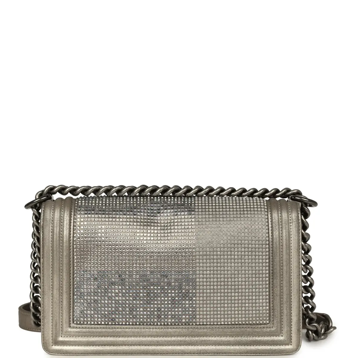 Chanel Pre-owned Chanel "Paris-Dallas" Strass Medium Boy Bag Dark Khaki Iridescent Calfskin Aged Ruthenium Hardware | Thumbnail 4 Chanel Pre-owned Chanel "Paris-Dallas" Strass Medium Boy Bag Dark Khaki Iridescent Calfskin Aged Ruthenium Hardware | Thumbnail 4