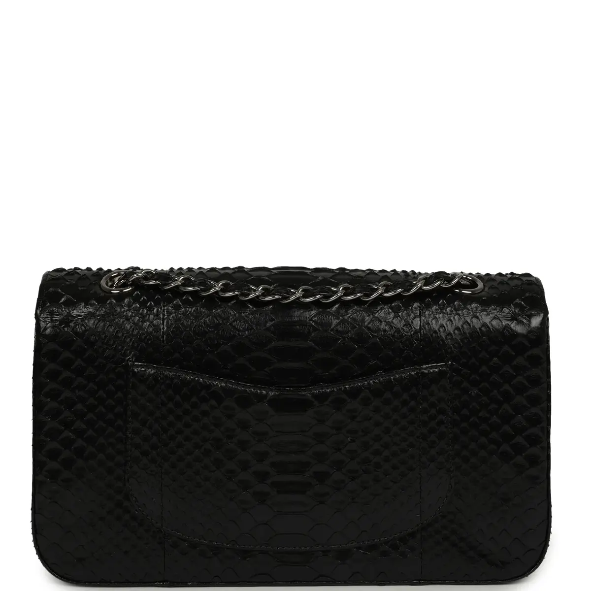 Chanel Pre-owned Chanel Medium Classic Double Flap Bag Black Python Silver Hardware | Thumbnail 4 Chanel Pre-owned Chanel Medium Classic Double Flap Bag Black Python Silver Hardware | Thumbnail 4