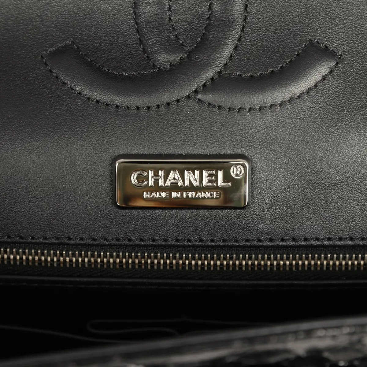 Chanel Pre-owned Chanel Medium Classic Double Flap Bag Black Python Silver Hardware | Thumbnail 8 Chanel Pre-owned Chanel Medium Classic Double Flap Bag Black Python Silver Hardware | Thumbnail 8