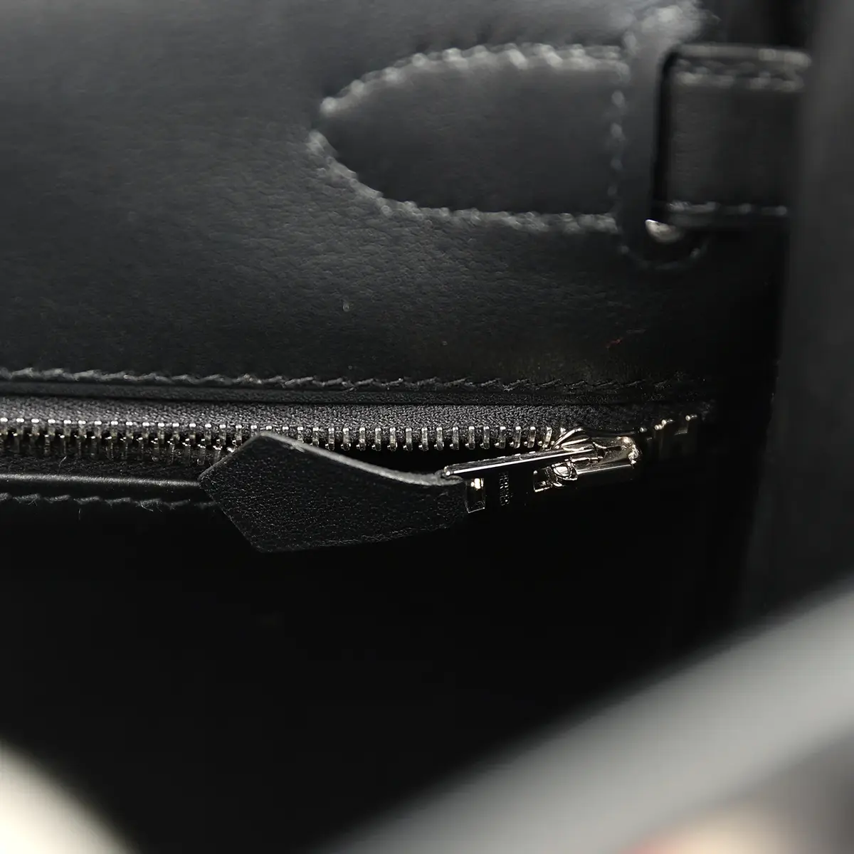 HERMÈS Pre-owned Hermes "Lettres Au Carre" Kelly Retourne 28 Black Swift and Ecru, Capucine, Bleu Indigo Toile De Camp Palladium Hardware | Thumbnail 8 HERMÈS Pre-owned Hermes "Lettres Au Carre" Kelly Retourne 28 Black Swift and Ecru, Capucine, Bleu Indigo Toile De Camp Palladium Hardware | Thumbnail 8