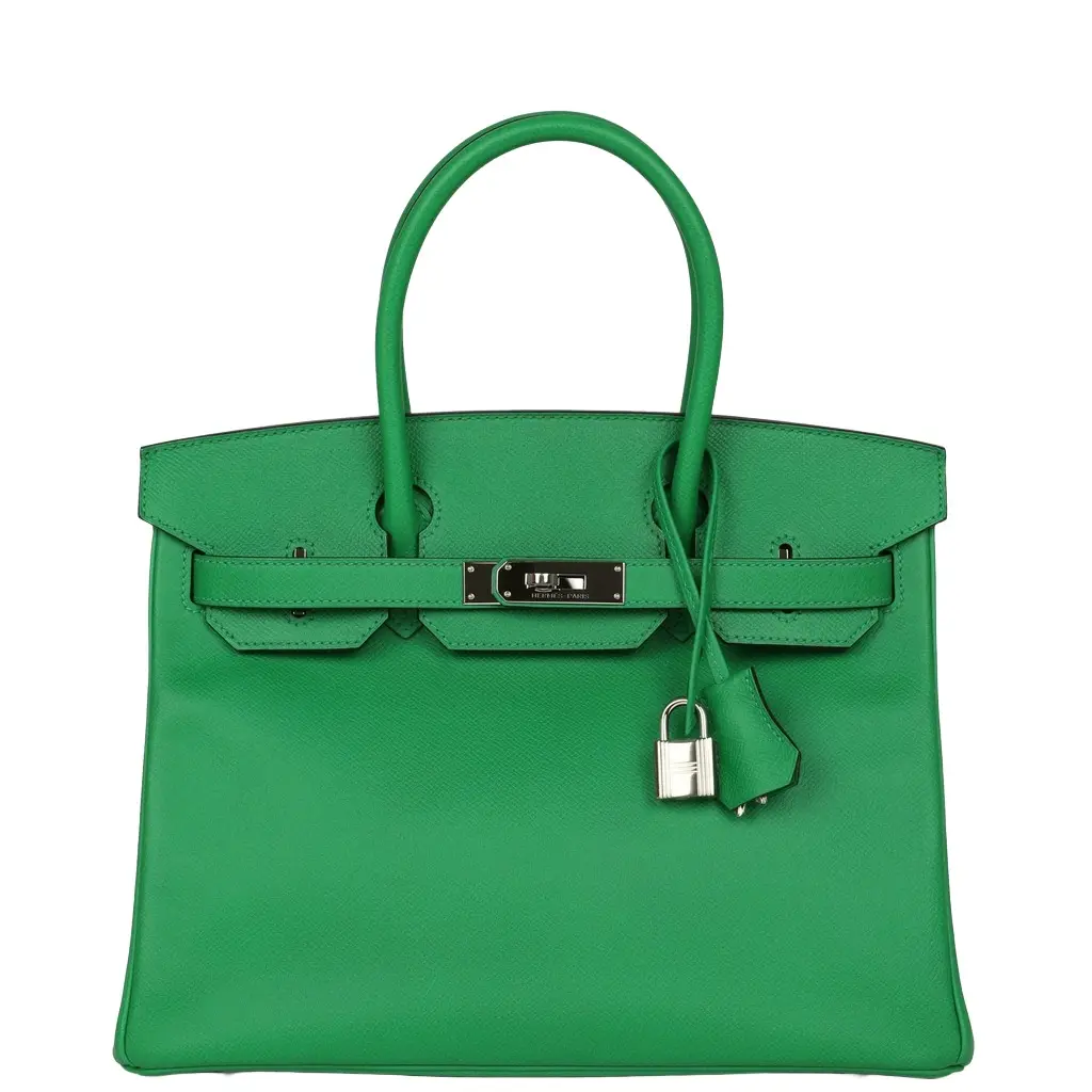 Pre-owned Hermes Birkin 30 Bambou Epsom Palladium Hardware Pre-owned Hermes Birkin 30 Bambou Epsom Palladium Hardware