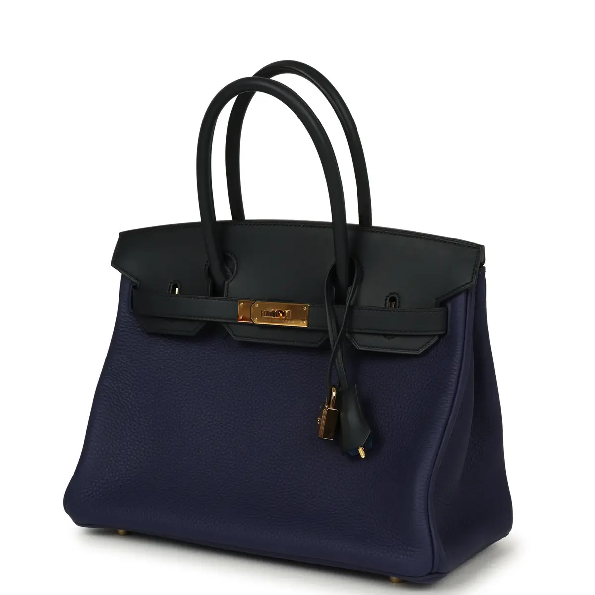 HERMÈS Pre-owned Hermes Birkin 30 Bleu Obscur Sombrero, Bleu Encre Clemence Gold Hardware | Thumbnail 5 HERMÈS Pre-owned Hermes Birkin 30 Bleu Obscur Sombrero, Bleu Encre Clemence Gold Hardware | Thumbnail 5