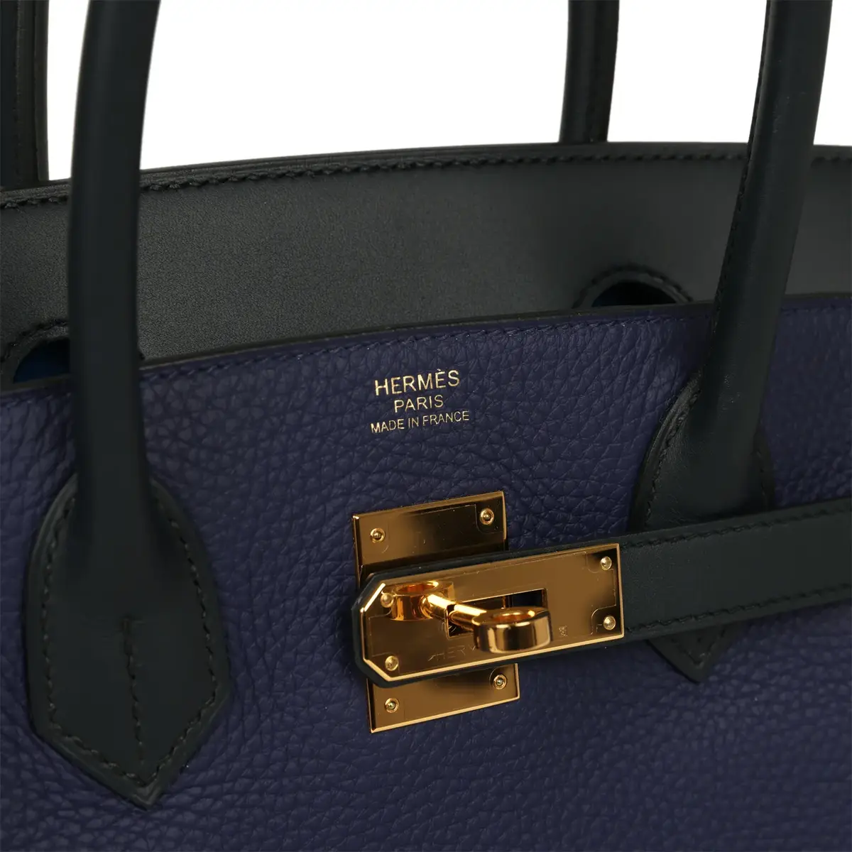 HERMÈS Pre-owned Hermes Birkin 30 Bleu Obscur Sombrero, Bleu Encre Clemence Gold Hardware | Thumbnail 7 HERMÈS Pre-owned Hermes Birkin 30 Bleu Obscur Sombrero, Bleu Encre Clemence Gold Hardware | Thumbnail 7
