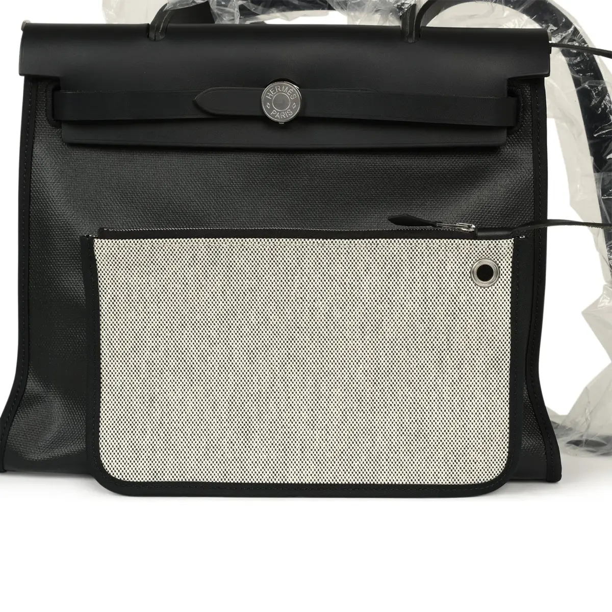 HERMÈS Pre-owned Hermes Herbag Zip PM 31 Black Toile H Berline, Black Hunter Palladium Hardware | Thumbnail 11