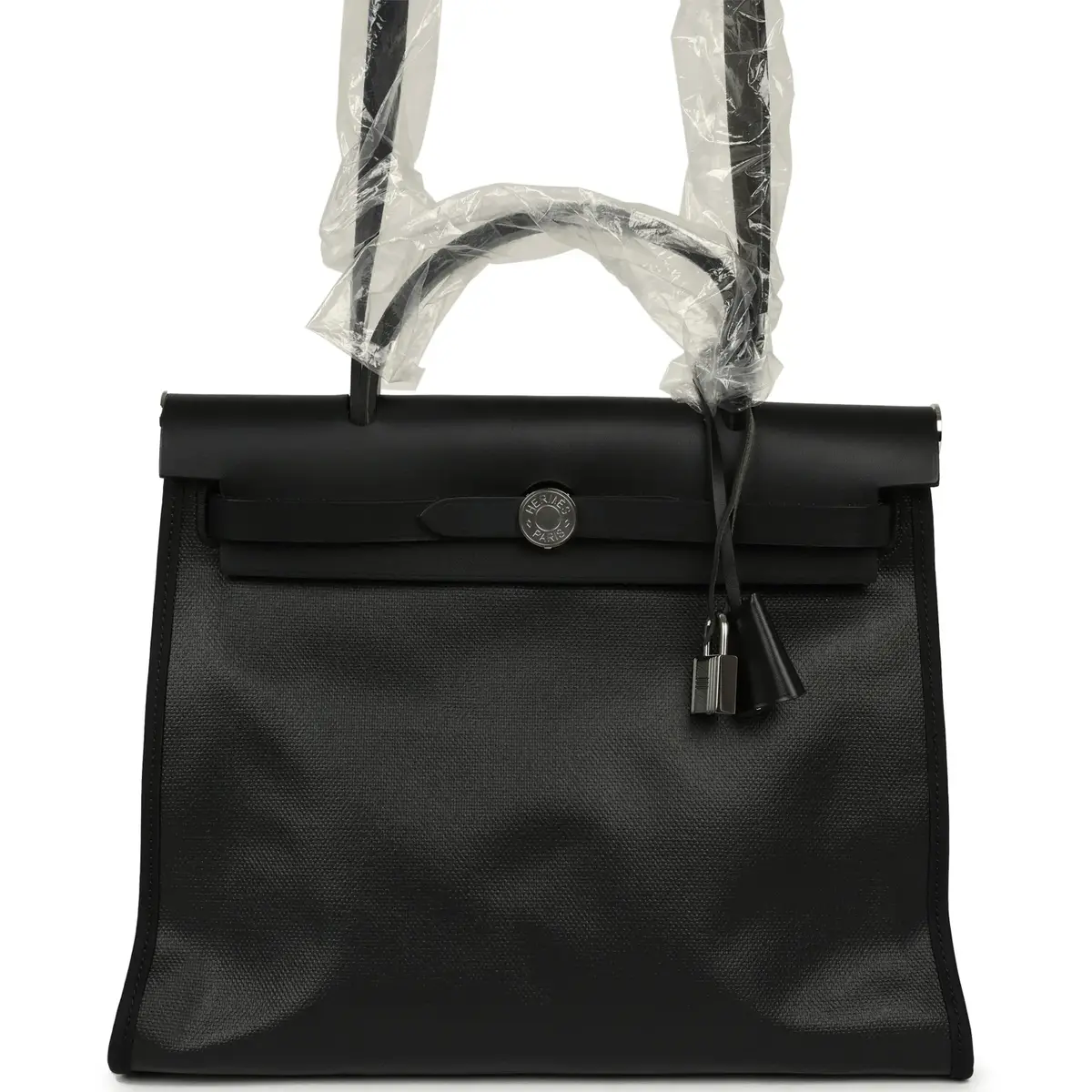 Pre-owned Hermes Herbag Zip PM 31 Black Toile H Berline, Black Hunter Palladium Hardware Pre-owned Hermes Herbag Zip PM 31 Black Toile H Berline, Black Hunter Palladium Hardware