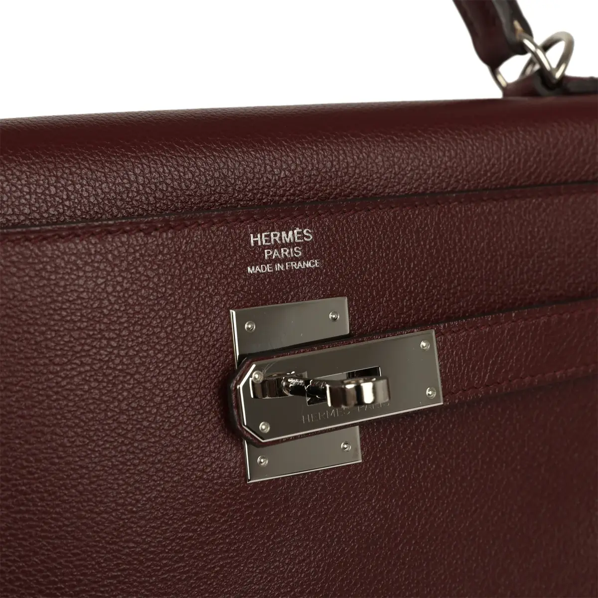 HERMÈS Pre-owned Hermes Kelly Retourne 32 Rouge H Evergrain Palladium Hardware | Thumbnail 7 HERMÈS Pre-owned Hermes Kelly Retourne 32 Rouge H Evergrain Palladium Hardware | Thumbnail 7