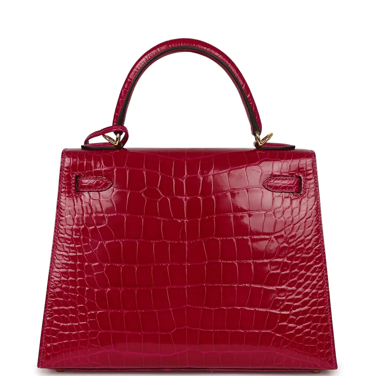 HERMÈS Pre-owned Hermes Kelly Sellier 25 Rose Pourpre Shiny Alligator Gold Hardware | Thumbnail 4