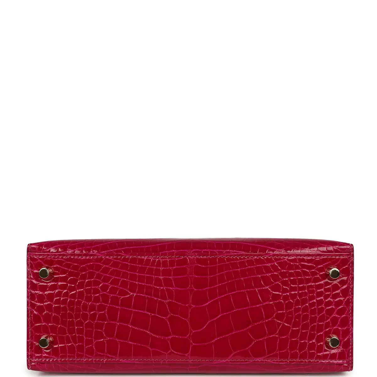 HERMÈS Pre-owned Hermes Kelly Sellier 25 Rose Pourpre Shiny Alligator Gold Hardware | Thumbnail 6
