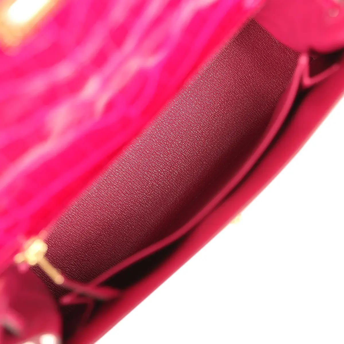 HERMÈS Pre-owned Hermes Kelly Sellier 25 Rose Pourpre Shiny Alligator Gold Hardware | Thumbnail 8