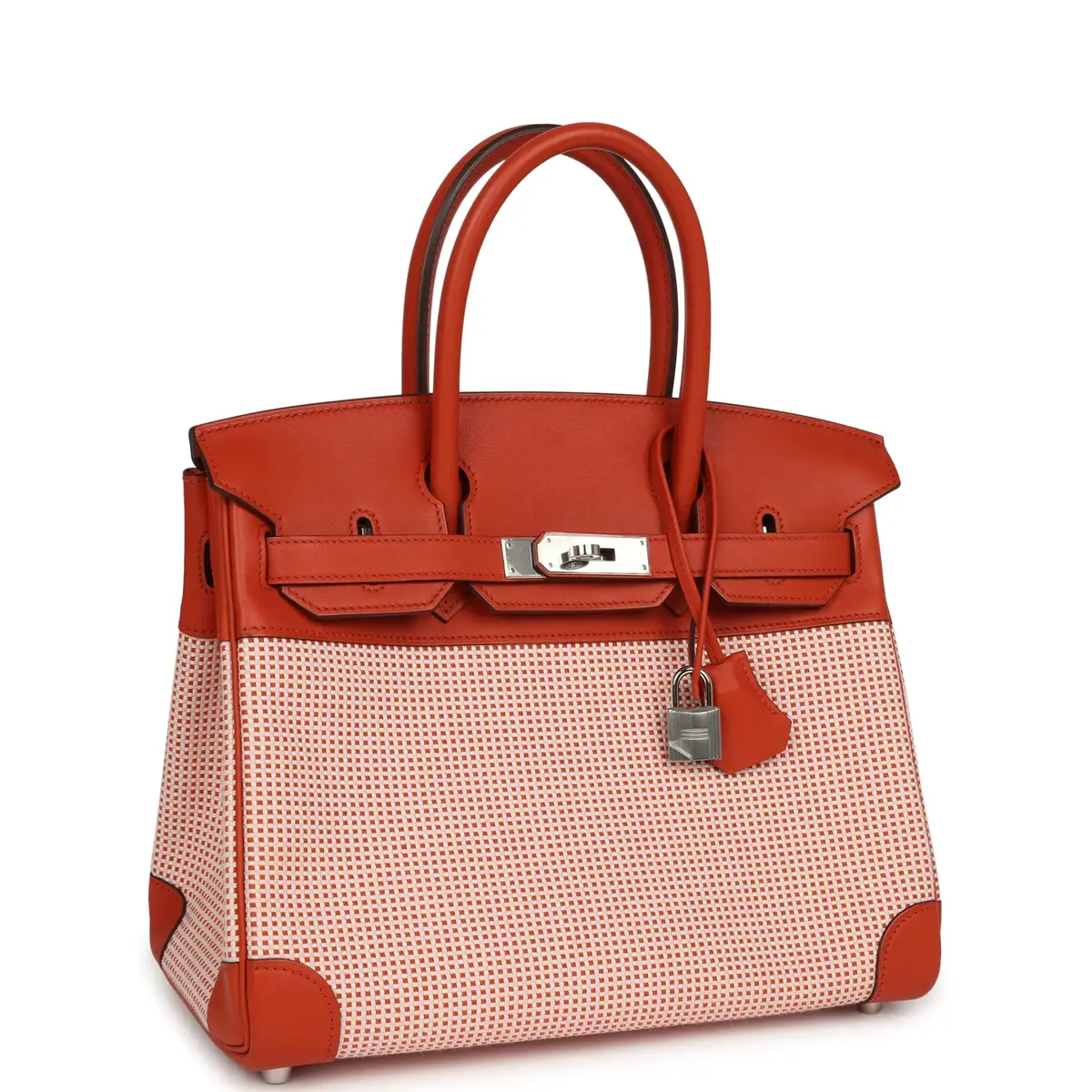 HERMÈS Pre-owned Hermes Quadrille Birkin 30 Terre Battue, Brique, Mauve Pale, Ecru Swift, Toile Palladium Hardware | Thumbnail 2
