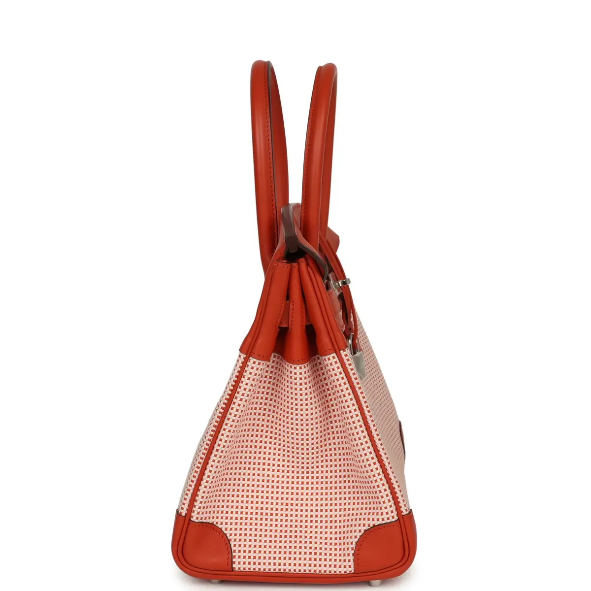HERMÈS Pre-owned Hermes Quadrille Birkin 30 Terre Battue, Brique, Mauve Pale, Ecru Swift, Toile Palladium Hardware | Thumbnail 3