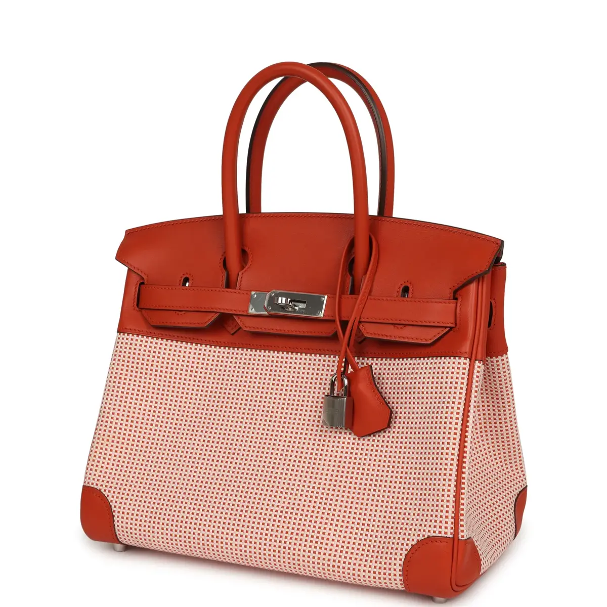 HERMÈS Pre-owned Hermes Quadrille Birkin 30 Terre Battue, Brique, Mauve Pale, Ecru Swift, Toile Palladium Hardware | Thumbnail 5