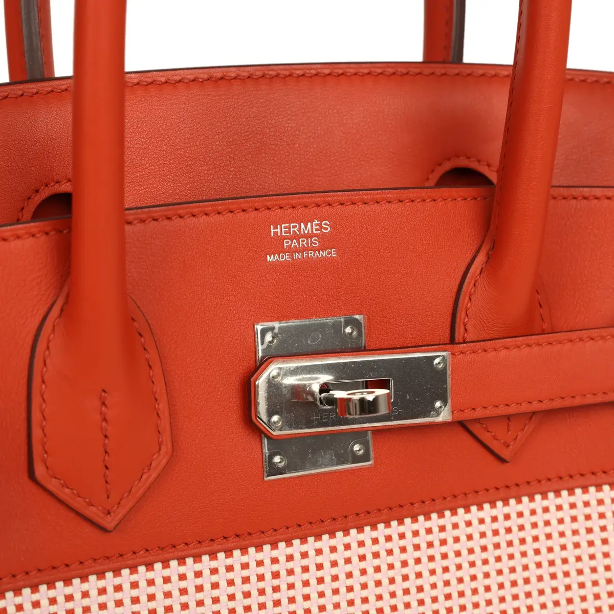 HERMÈS Pre-owned Hermes Quadrille Birkin 30 Terre Battue, Brique, Mauve Pale, Ecru Swift, Toile Palladium Hardware | Thumbnail 7