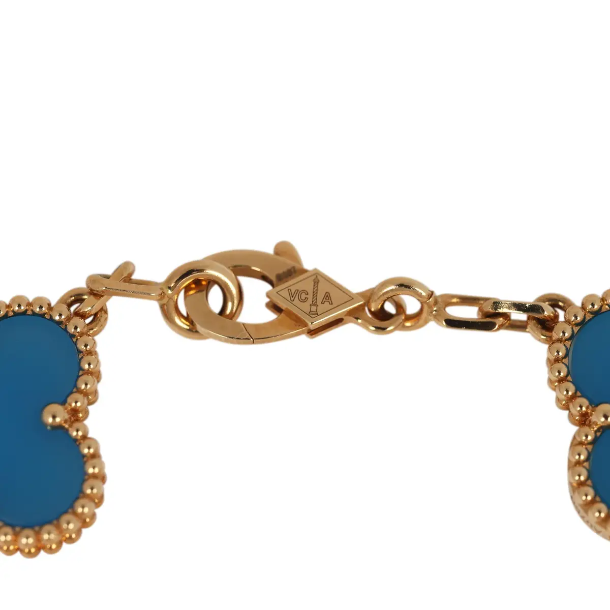 Van Cleef & Arpels Pre-owned Van Cleef & Arpels Vintage Alhambra 5 Motif Bracelet Blue Agate 18K Yellow Gold | Thumbnail 4 Van Cleef & Arpels Pre-owned Van Cleef & Arpels Vintage Alhambra 5 Motif Bracelet Blue Agate 18K Yellow Gold | Thumbnail 4