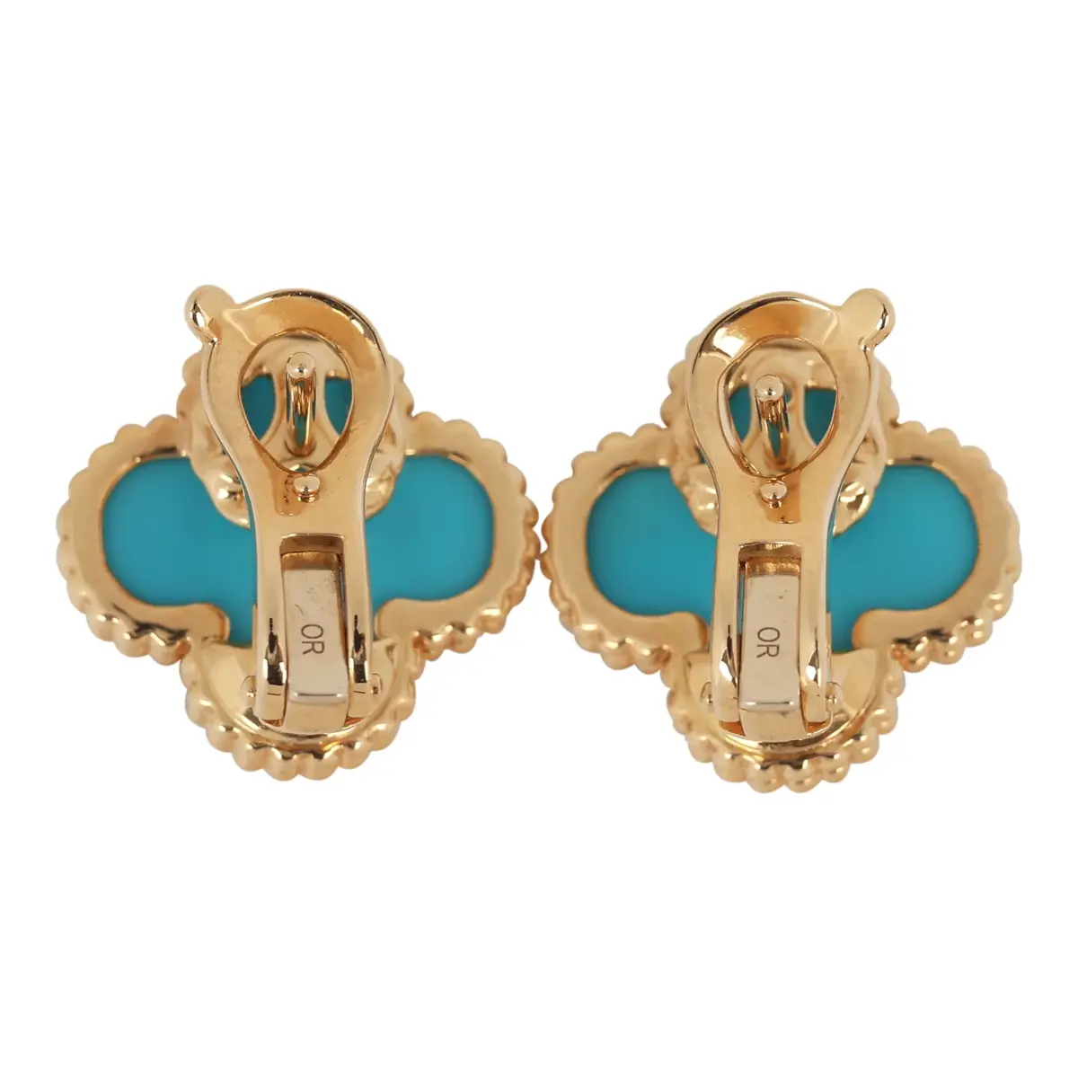 Van Cleef & Arpels Pre-owned Van Cleef & Arpels Vintage Alhambra Motif Earrings Turquoise 18K Yellow Gold | Thumbnail 3 Van Cleef & Arpels Pre-owned Van Cleef & Arpels Vintage Alhambra Motif Earrings Turquoise 18K Yellow Gold | Thumbnail 3