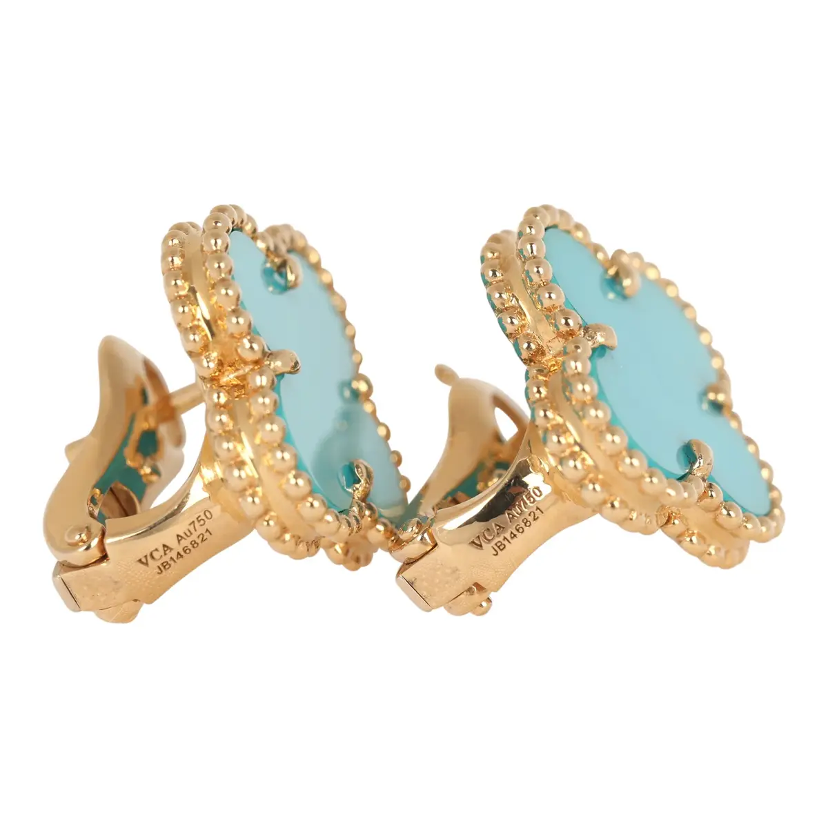 Van Cleef & Arpels Pre-owned Van Cleef & Arpels Vintage Alhambra Motif Earrings Turquoise 18K Yellow Gold | Thumbnail 4 Van Cleef & Arpels Pre-owned Van Cleef & Arpels Vintage Alhambra Motif Earrings Turquoise 18K Yellow Gold | Thumbnail 4