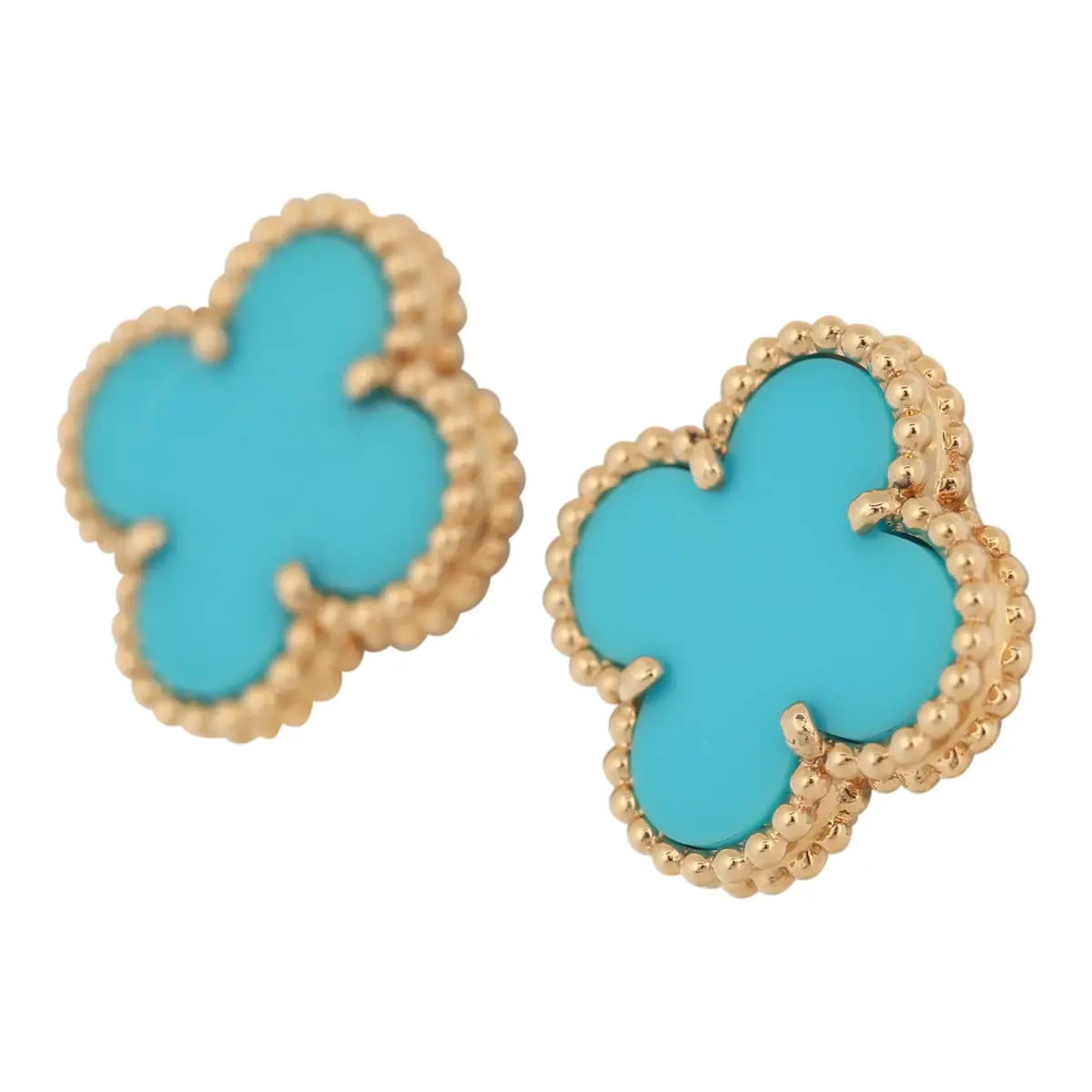 Van Cleef & Arpels Pre-owned Van Cleef & Arpels Vintage Alhambra Motif Earrings Turquoise 18K Yellow Gold | Thumbnail 5 Van Cleef & Arpels Pre-owned Van Cleef & Arpels Vintage Alhambra Motif Earrings Turquoise 18K Yellow Gold | Thumbnail 5