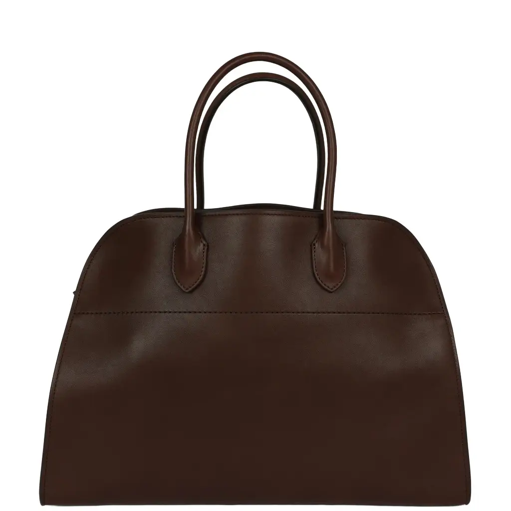 The Row Soft Margaux 15 Deep Brown Saddle Leather Silver Hardware The Row Soft Margaux 15 Deep Brown Saddle Leather Silver Hardware