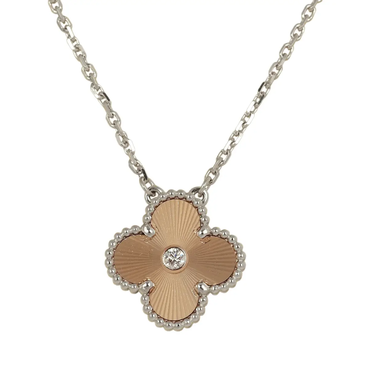 Van Cleef & Arpels Van Cleef & Arpels 2024 Holiday Vintage Alhambra Pendant Necklace Rose Gold Guilloche 18K White Gold & Diamonds | Thumbnail 2 Van Cleef & Arpels Van Cleef & Arpels 2024 Holiday Vintage Alhambra Pendant Necklace Rose Gold Guilloche 18K White Gold & Diamonds | Thumbnail 2