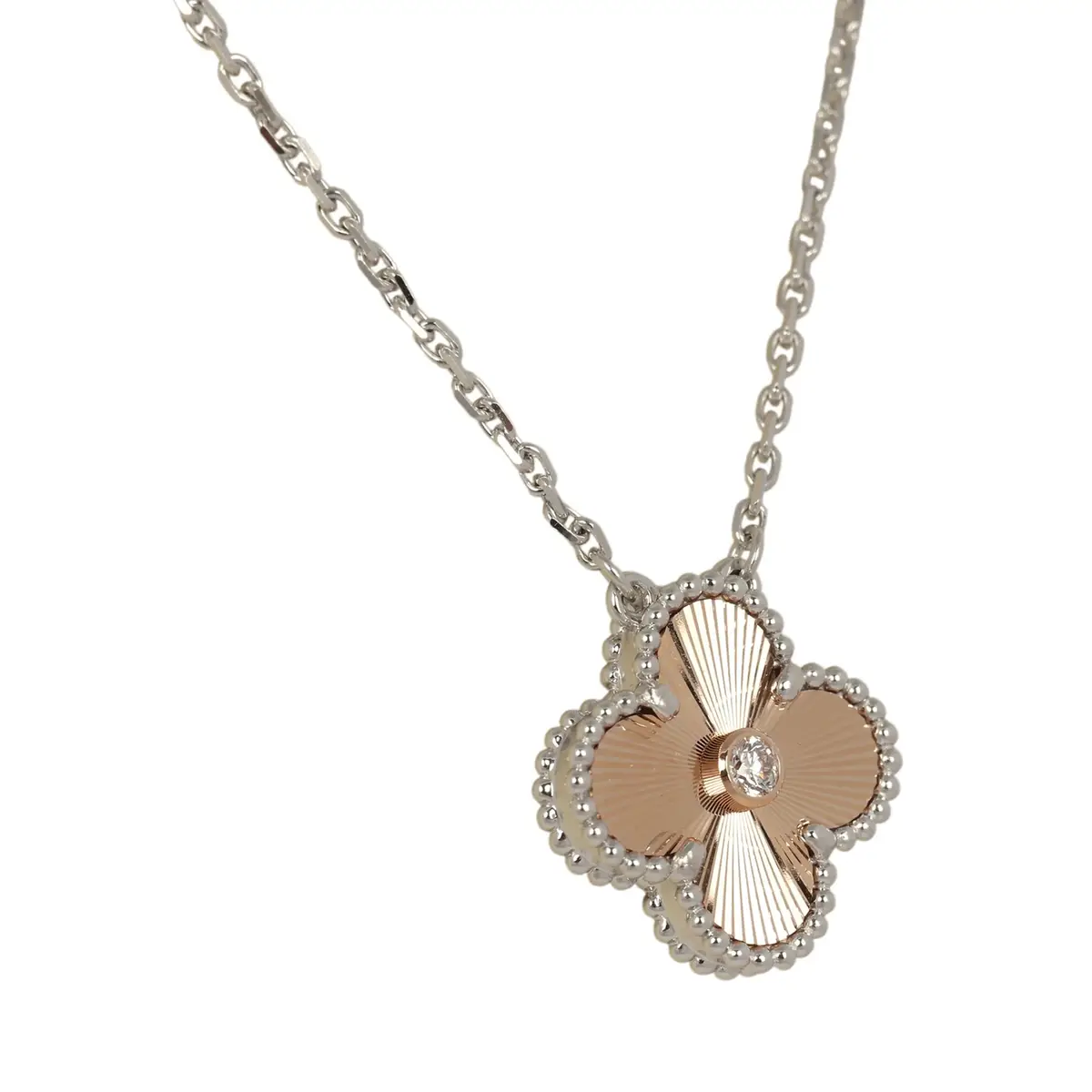 Van Cleef & Arpels Van Cleef & Arpels 2024 Holiday Vintage Alhambra Pendant Necklace Rose Gold Guilloche 18K White Gold & Diamonds | Thumbnail 3 Van Cleef & Arpels Van Cleef & Arpels 2024 Holiday Vintage Alhambra Pendant Necklace Rose Gold Guilloche 18K White Gold & Diamonds | Thumbnail 3