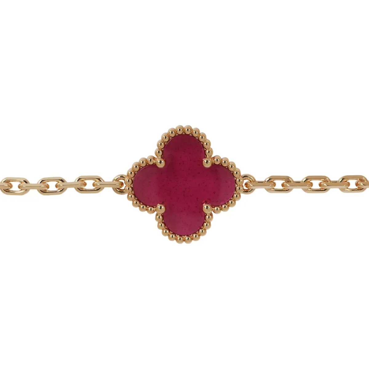 Van Cleef & Arpels Van Cleef & Arpels Vintage Alhambra 5 Motif Bracelet Pink Enamel 18K Yellow Gold | Thumbnail 3 Van Cleef & Arpels Van Cleef & Arpels Vintage Alhambra 5 Motif Bracelet Pink Enamel 18K Yellow Gold | Thumbnail 3