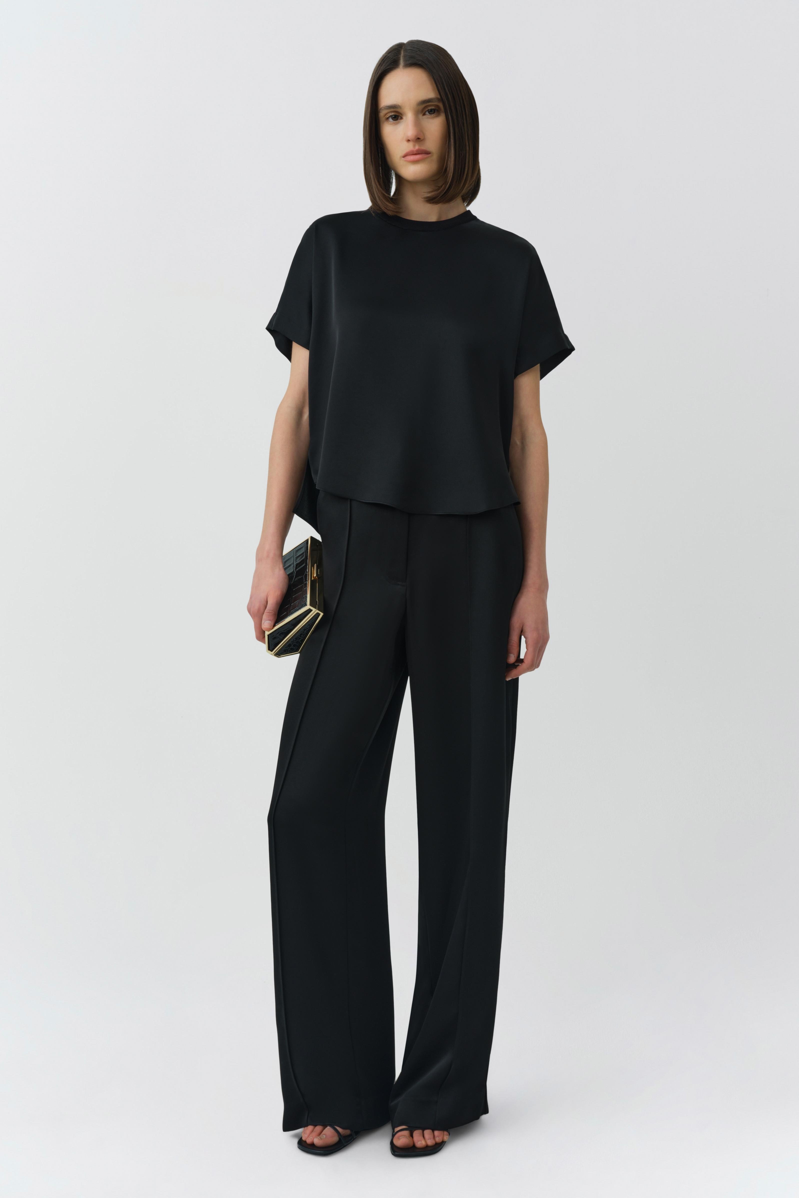 Simkhai Sabela Satin Crepe Wide Leg Pant | Thumbnail 2 Simkhai Sabela Satin Crepe Wide Leg Pant | Thumbnail 2