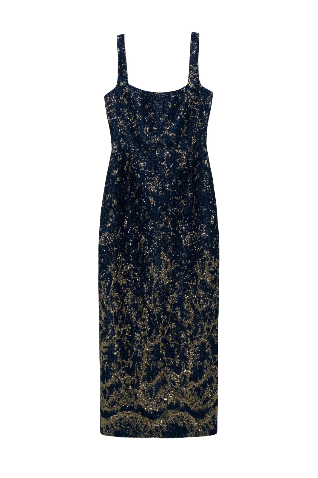 Virette Metallic Jacquard Midi Dress