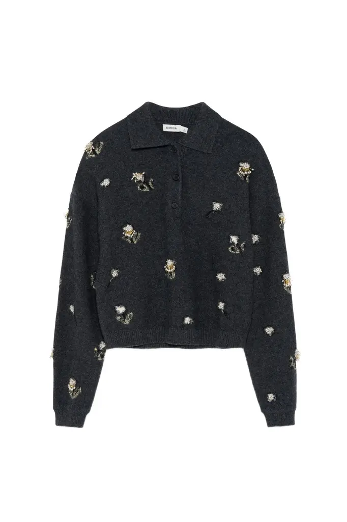 Zarelle Embellished Wool Cashmere Polo Zarelle Embellished Wool Cashmere Polo