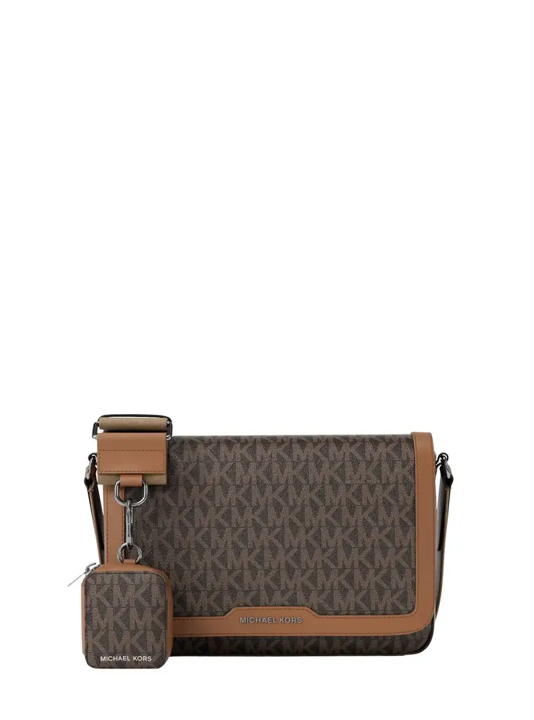 Michael Kors Collection Hudson Mini Signature Logo Crossbody Bag With Airpod Case for Apple Airpods Pro in Brown - One Size by Michael Kors Mens