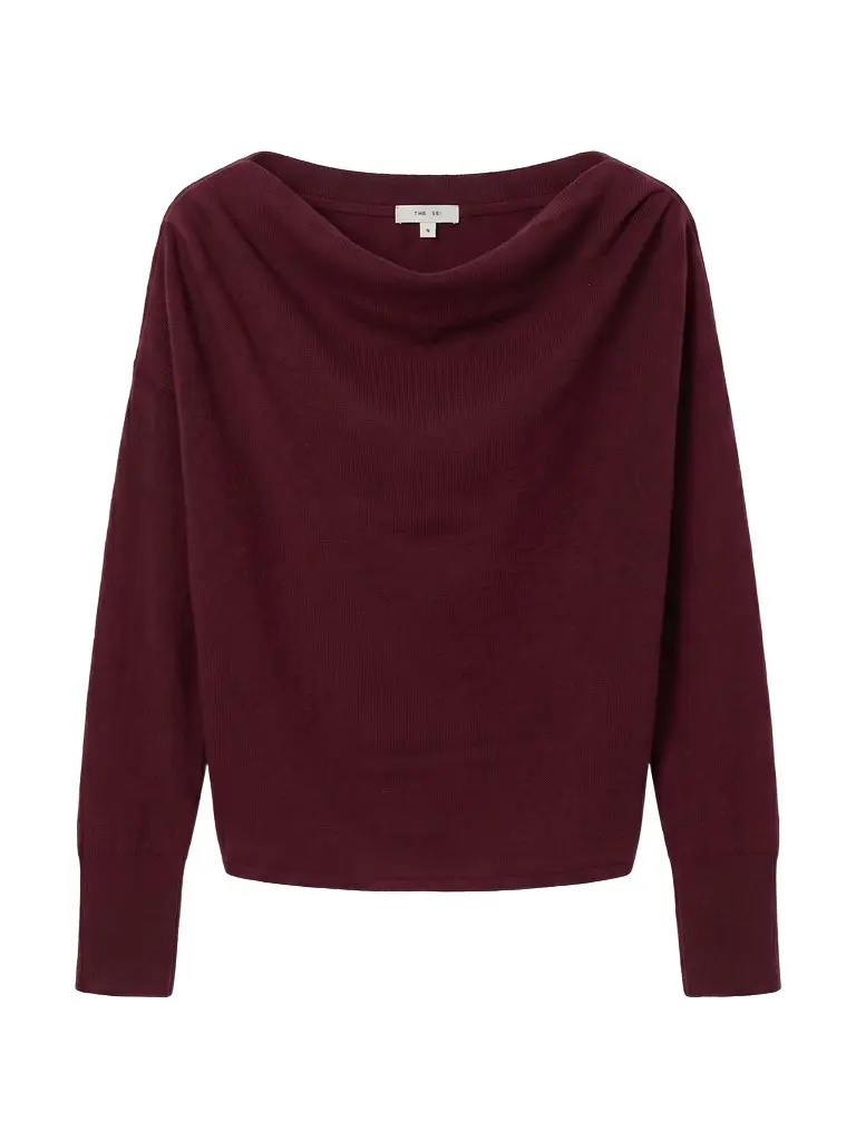 Long Sleeve Asymmetric Drape Sweater Long Sleeve Asymmetric Drape Sweater