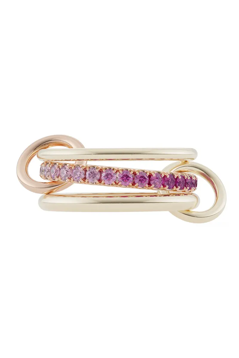 Pink Sapphire Ombre Petunia Three Link Ring Pink Sapphire Ombre Petunia Three Link Ring