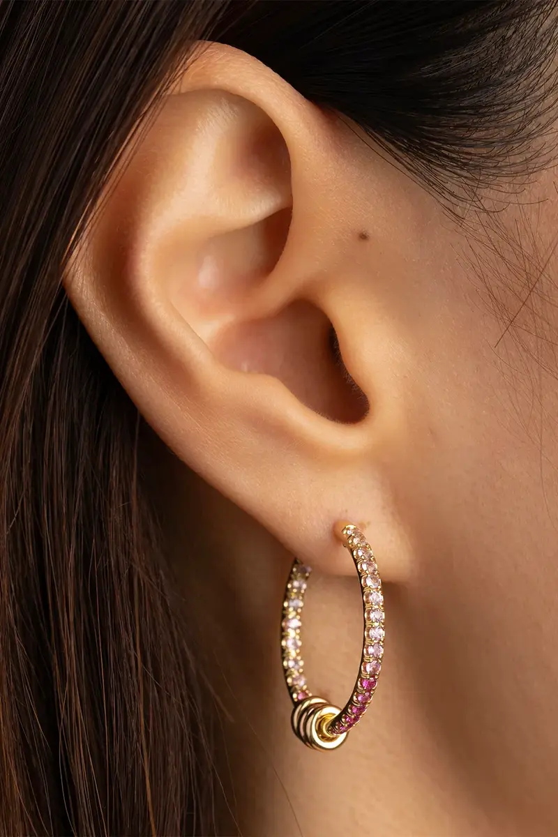 Spinelli Kilcollin Pink Sapphire Ombre Argo Hoop Earrings | Thumbnail 2 Spinelli Kilcollin Pink Sapphire Ombre Argo Hoop Earrings | Thumbnail 2
