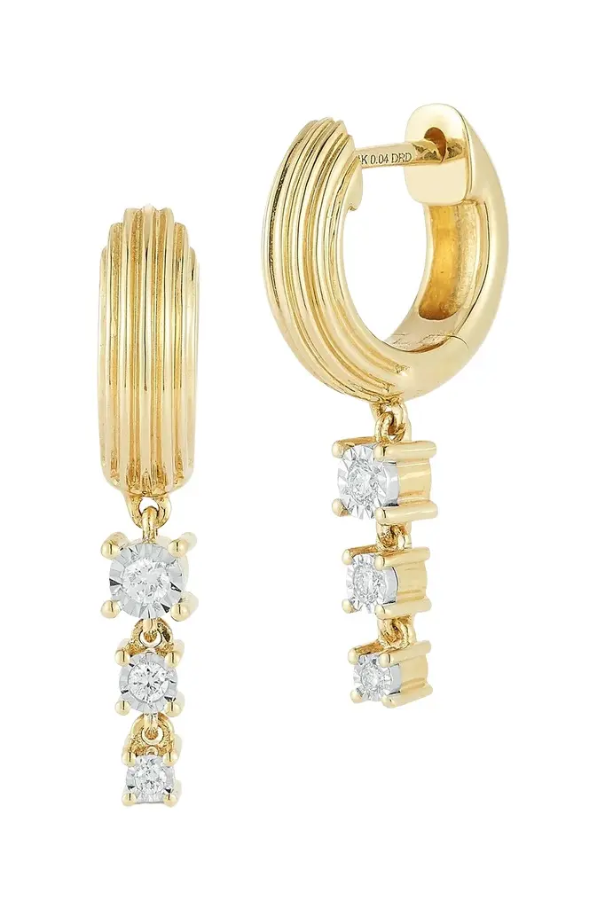 DANA REBECCA DESIGNS Diamond Ava Bea Trio Drop Huggie Earrings