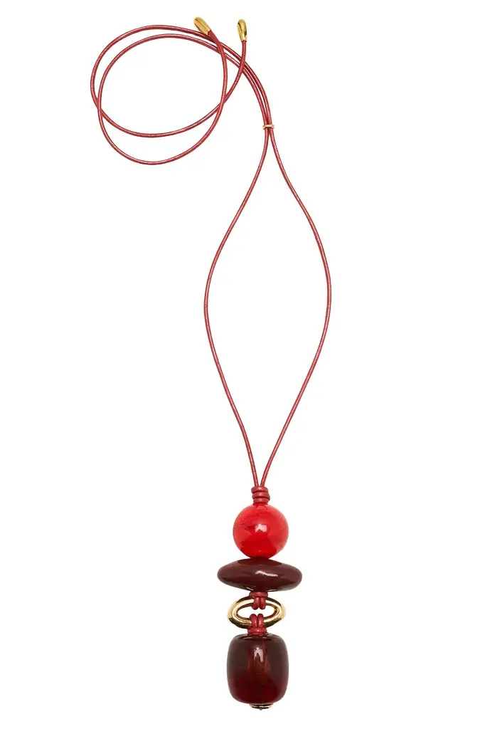 Lizzie Fortunato Museo Acrylic Glass Beaded Leather Cord Necklace